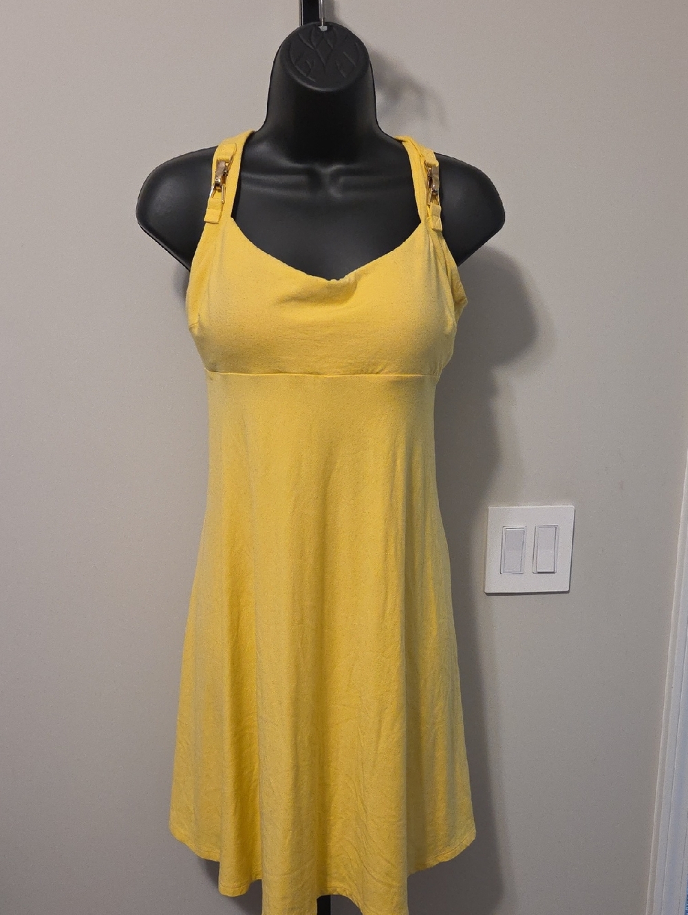 Cache Yellow Sleeveless A-Line Dress with Buckle Straps